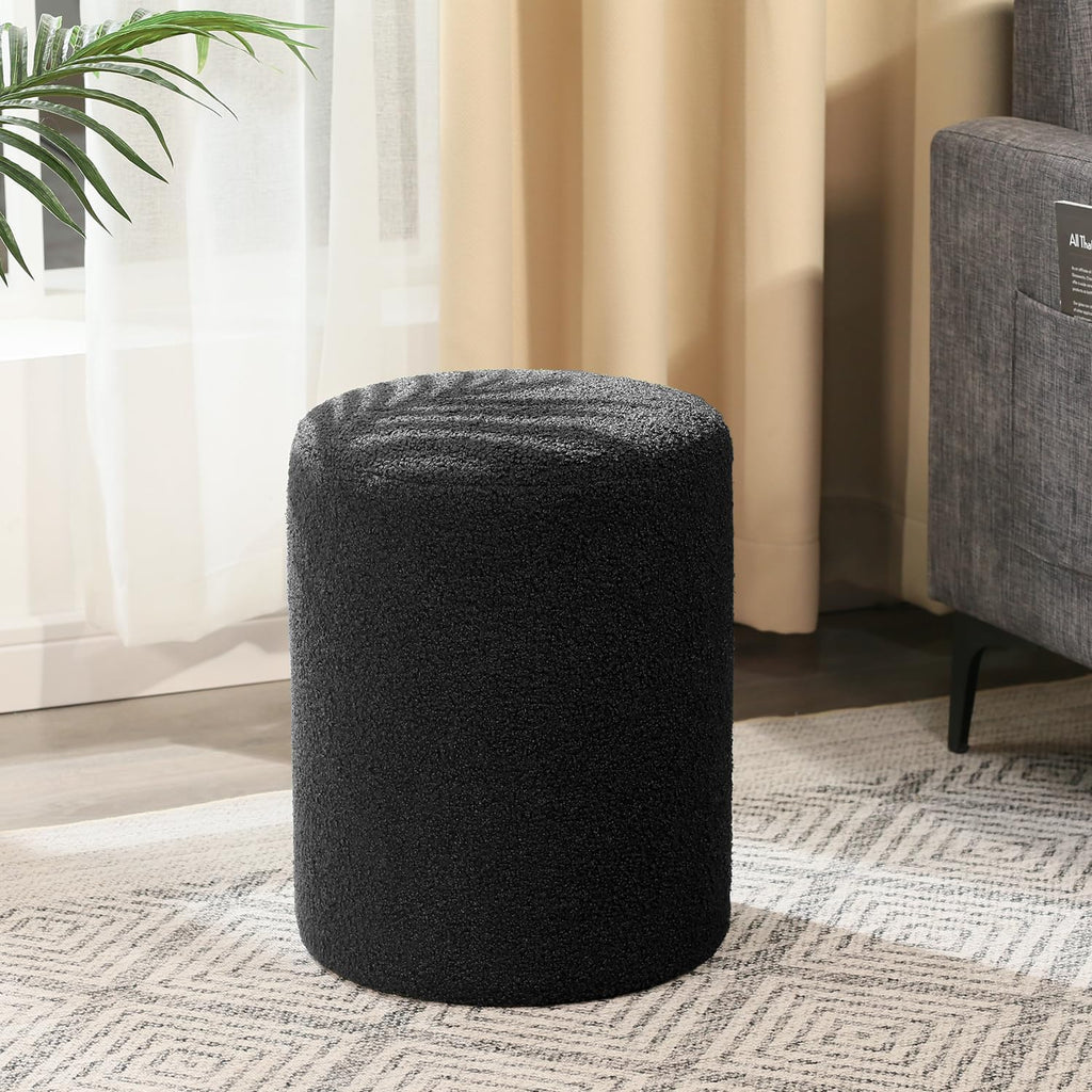 Joveco Round Ottoman Footrest, Upholstered Vanity Stool for Makeup Living Room Bedroom