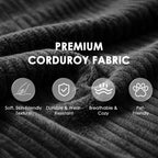 Modular Sectional Sofa Couches, 96" L-Shaped Cloud Couch with Left Chaise Lounge & Side Pockets for Living Room | No Assembly Required | Corduroy Fabric, Black