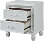 Crystal Modern Style 2-Drawer Nightstand Made White,for Small Spaces