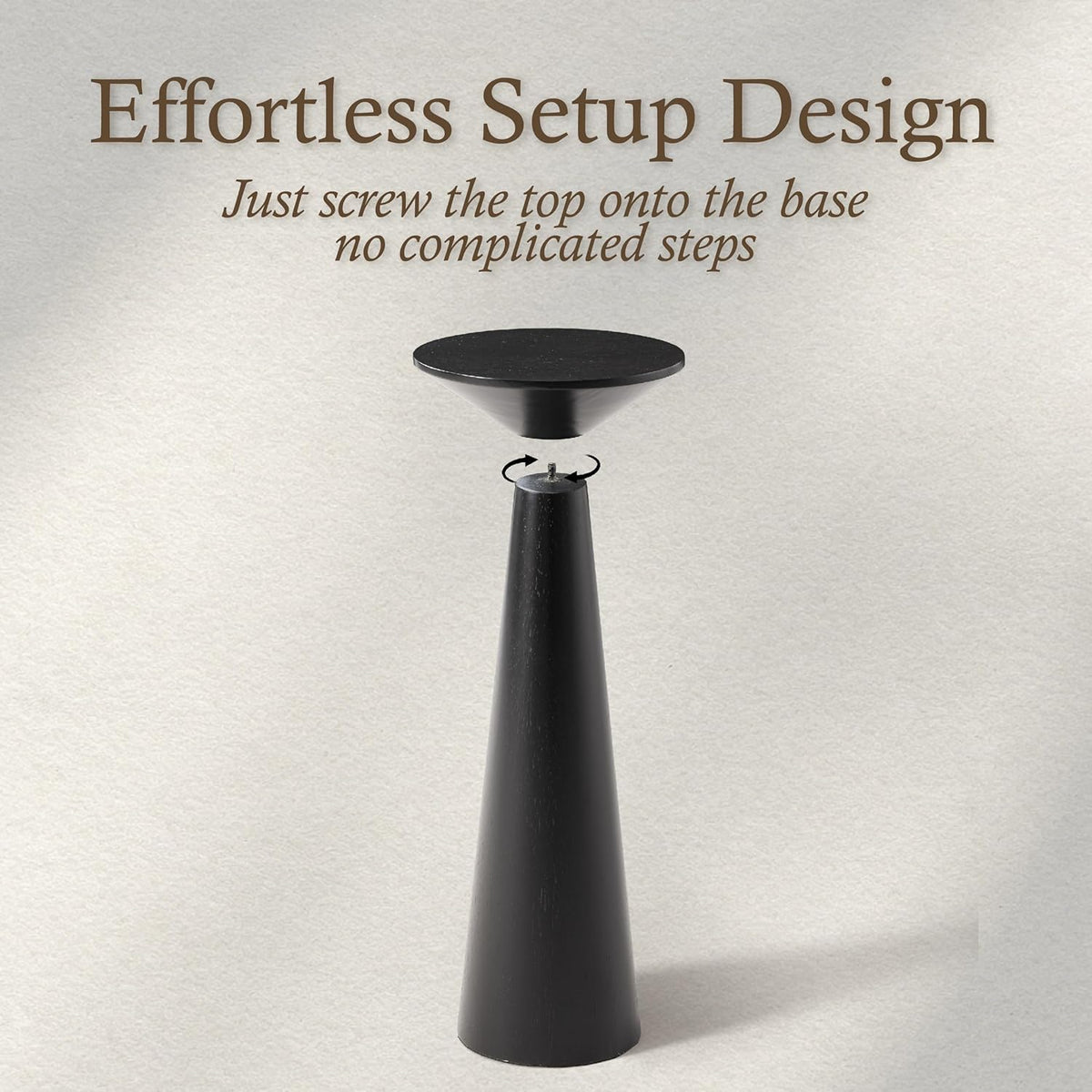 COZAYH Farmhouse Tall Pedestal End Table Small Solid Wood Martini Table Plant Stand Modern Round Drink Table for Small Space Living Room, Black