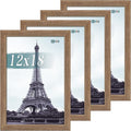 VCK 12x18 Poster Frame Set of 4 - Walnut, Gallery-Quality Wood Picture Frames, 1.1-Inch Wide Border, Polished Plexiglass, Vertical or Horizontal Wall Display for Photo/Art/Prints, Walnut