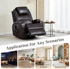 AHMED Dual Motor Power Swivel Rocker Recliner Chair, Faux Leather, Brown | Electric Glider Rocking Chair, Massage & Heat, Cup Holders, LED Lights, USB A/USB C Ports