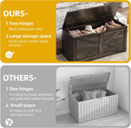DWVO Wooden Storage Bench, Farmhouse Storage Chest with Safety Hinges, Entryway Shoe Organizer, Multi-Use Storage for Living Room/Bedroom, 39.4" L, Dark Rustic Oak