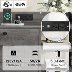 SEDETA 44" File Cabinet with Lock, Filing Cabinet fits Legal/Letter Size | Grey Lateral 2 Drawer Filing Cabinets for Home Office with Lock, Power Strip, 6 Storage Shelves, Wheels and 4 Hooks
