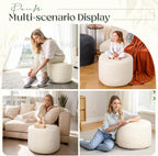 Round Corduroy Footstool Pouf for Couch | Soft plush shredded foam filled hassock stool. Perfect for living room use as foot rest or ottoman.