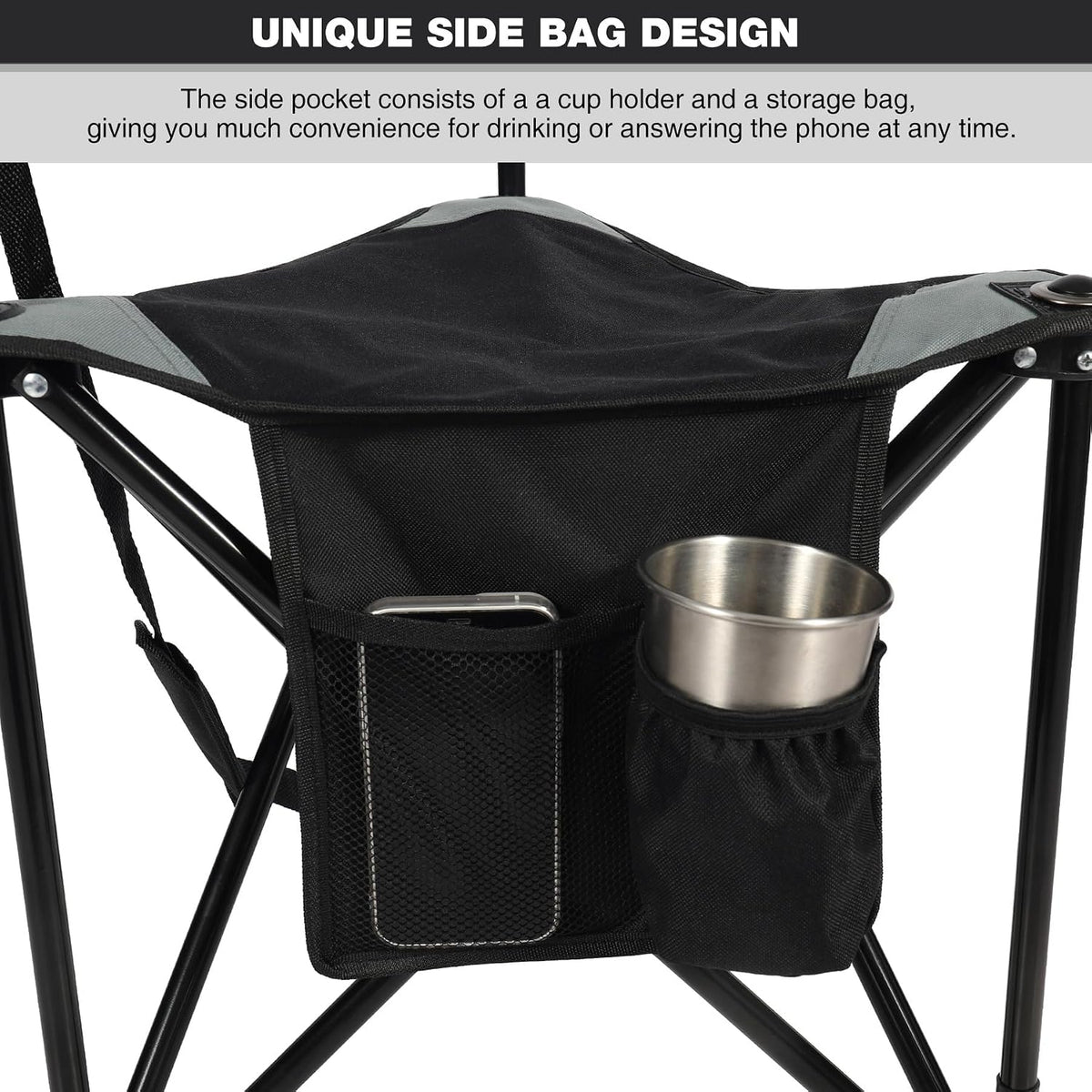 REDCAMP Tripod Hunting Chair for Blinds, Folding Lightweight Portable Fishing Chair for Adults Hunting Stools with Backrest, Golf Chairs for Spectators, Black