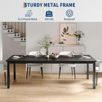 GarveeHome 70.8 in Industrial Dining Table for 6, Wooden Long Dinner Table with Mortise Tenon Design, Kitchen Table with Sturdy Metal Legs, for Dining Room Home Office Living Room, Black