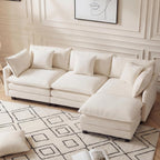 Modular Sectional Sofa for Living Room, 102" Oversized Cloud Couch with Movable Ottoman, 4 Seat Modern Comfy Sofa Chenille Deep Seat Couches with L Shape, for Office Bedroom Living Room