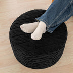 Round Ottoman Pouf,Foot Stools Ottoman,Foot Rest,Black,20x20x14In | All-in-One Foam Pouf,Ottoman Coffee Table,Couch Footrest,Footrest for Chair,Remov. Cover,Perfect for Living Room,Bedroom Dorm