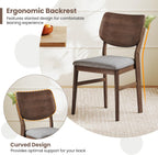 Giantex Wooden Dining Chairs Set of 4, Farmhouse Upholstered Kitchen Chairs w/Rubber Wood Frame, Gray Padded Seat, Curved Back, Armless Fabric Side Chairs for Dining Room, Living Room