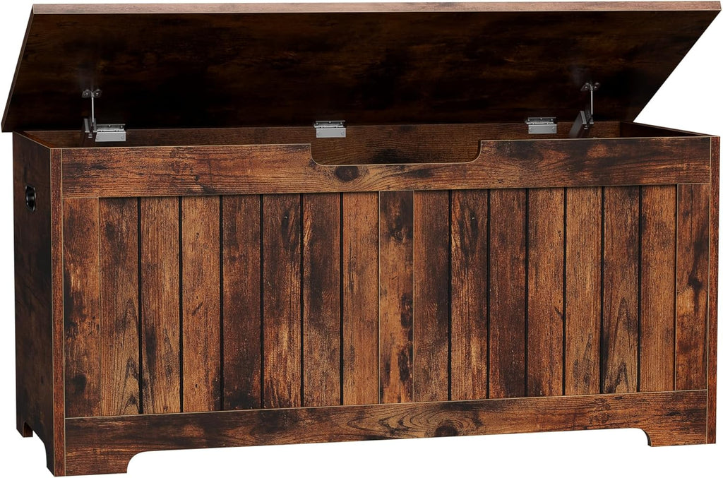 Wooden Storage Chest,30/40 Inch Storage Trunk w/2 Safety Hinges, Storage Bench, Modern Lift Top Chest Box Organizer (Rustic Brown, 40 Lx 15.7 W x19 H Inch)