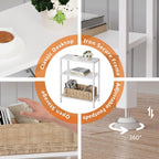 3-Tier Side Table Set of 2, Small End Table, Sofa Side Table for Narrow Spaces, Slim End Table, Nightstand Table, for Living Room Bedroom Office, White