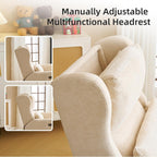Power Recliner Chair Swivel Glider,Oversized Nursery Chair Recliner with Lumbar Support, Upholstered Swivel Rocker Recliner Chair, Glider Nursery Chair with Adjustable Headrest, Beige