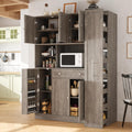 Kitchen Pantry Cabinet, Buffet with Pull-Out Side Cabinet | 7-tier pull-out side cabinet with wheels, easy access for spices, oils, baking supplies, and daily kitchen essentials