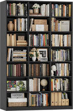 HOSTACK 86" H Triple Wide Bookshelf and Bookcase, Large Book Shelves, Black