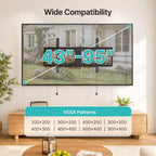 PEGZONE Low Profile TV Wall Mount for 43-95 Inch TVs, 1.1 Inch Ultra Slim | Fixed TV Wall Mount with 220 lbs Capacity, Max VESA 800x400mm, Fits 16"/18"/24" Wood Studs & Concrete Walls