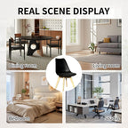 YLGJ&TIDY Modern Dining Chairs Set of 4 PU Leather Upholstered Chairs with Wooden Legs Mid Century Soft Padded Kitchen Chairs for Living Room Bedroom Dining Room Patio (Black, Pack of 4)