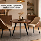 Round Dining Table, Small Dining Table for 2, 31.5" Round Table, Mid-Century Modern Kitchen Table with 1.4" Thickness Wood Grain Tabletop for or Small Space, Dining Room, Kitchen, UG Brown