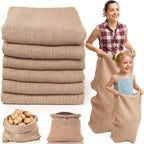 Kmise Premium Tightly Woven Burlap Potato Sack Race Bags (Pack of 6)，39"x25" Natural Jute Burlap Sacks for Kids & Adults, Reusable Eco-Friendly Grow Bag for Field Day Games & Harvest Storage