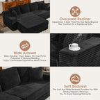106" Modular Cloud Sofa Couch Convertible Sectional with High Density Foam, 4-in-1 Sofa Bed/Tatami/L-Shape Couch, No Assembly Required Black Couch