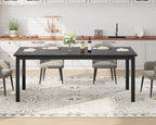 Garvee 79 in Dining Table for 6, Farmhouse Wooden Kitchen Tables for Family, Rectangular Industrial Style Dining Room Table with Sturdy Metal Frame, Long Desk for Restaurant, Kitchen, Office,Black