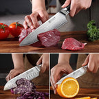 PAUDIN Damascus Knife Set 3 PCS, Japanese VG10 Steel Core, Ultra Sharp Chef Knife Set, Full Tang G10 Handle, Damascus Kitchen Knives