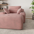 69” Oversized Chaise Lounge Chair Indoor, Soft Floor Chaise Lounge Reading Chairs with 4 Side Pockets and 2 Cup Holders, Comfy Corduroy Sleeper Sofa Bed for Living Room Bedroom, Pink
