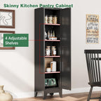 Bevivog Tall Narrow Storage Cabinet, 67" Single Door Metal Storage Locker Cabinet, Freestanding Tall Kitchen Pantry Cabinets for Small Space