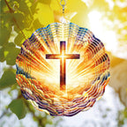 Cross Wind Spinner, Cross Wind Spinner Hanging for Yard and Garden, Unique Gift Wind Spinner, 3D Hanging Wind Spinner Outdoor, Cute Religious Cross Wind Spinner