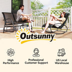 Outsunny 2-Person Outdoor Glider Bench with Steel Frame, Black | Double Swing Rocking Chair, Loveseat, for Outside Patio, Backyard, Garden, Porch, Powder Coated