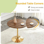 31.5 Inch Small Round Dining Table for 2-4 Person, Circle Tulip Table with Faux Walnut MDF Top and Gold Metal Base,Mid Century Modern Bistro Table for Kitchen, Small Places,Living Room, Cafe