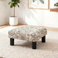 Joveco Small Foot Rest Stool Ottoman, Square Upholstered Fabric Footstool for Couch, Under Desk, Office, Living Room, Printing Beige