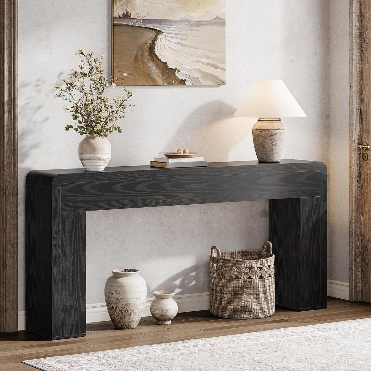 Tribesigns 70.9-Inch Extra Long Console Table | Rustic Wooden Sofa Table Behind Couch, Farmhouse Entryway Console for Living Room, Entryway, Hallway, Foyer (Black)
