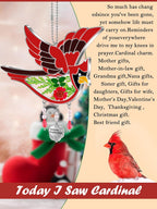 KY&BOSAM Cardinal Suncatcher Grandma Gifts Glass Suncatchers for Windows Hanings Wind Chime,Pressed Real Flower and Heart Precious Grandmother Charm Birthday Gift for Women Mother`s Day Christmas