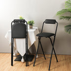 Thyle 1 Pcs Folding Bar Stool with Backrest Counter Height Seat,25.5 Inch | Tall Foldable Design for Kitchen Island Cafe Dining, Portable Space-saving, Leather Padded Seat Back, Metal Frame