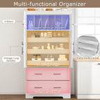 Harper & Bright Designs 72" Tall Farmhouse Kitchen Pantry with 2 Cabinets & 2 Drawers, Modern Storage Cabinet with 3 Pull-Out Trays & 4 Doors, Freestanding Cupboard for Kitchen, Dining Room,White