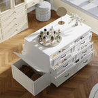 ECACAD 61.9" W Closet Island with Storage Bench & 12 Drawers, Modern Wooden Armoire Wardrobe Dresser Island for Bedroom Walk-in Closet, White