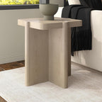 Henn&Hart 20'' Modern Wooden Square End Table, Side Table, Nightstand with X-Base for Living Room, Office, Family Room, or Bedroom, Alder White