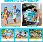 #WEJOY Beach Chair with Canopy Shade, Reclining Adjustable 4 Position, Lay Flat Lightweight Folding Portable Aluminum Chair with Backpack Straps,Padded headrest, Heavy Duty 400lbs Lawn Chair for Beach