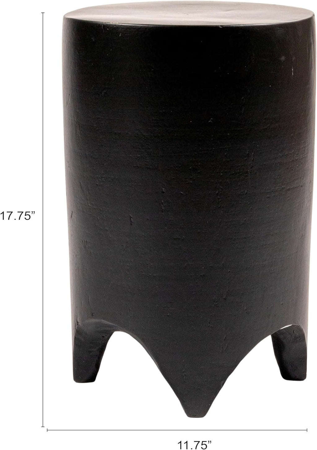 Creative Co-Op Hand-Carved Wood Side Table, Black Finish