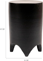 Creative Co-Op Hand-Carved Wood Side Table, Black Finish