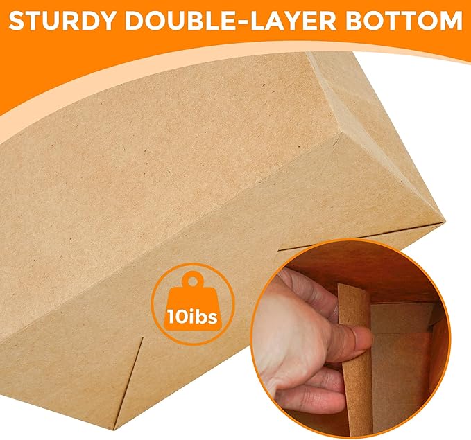 MOXARYSU 6 Pcs Brown Gift Bags with Clear Window: 9.8x5.1x7.1 Inch Medium Kraft Paper Bags with Handle For Party Business Birthday Wedding