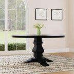 Coaster Home Furnishings - Florence - Pine Wood - Traditional Round Dining Table with Plank Top and Pedestal Base - Dining Room & Kitchen - 60 Inch - Black - 115530