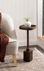 Kate and Laurel Woodrow Modern Mango Wood Square Drink Table, 10 x 10 x 24, Dark Brown, Transitional Rounded Square Mini Table for Use as Indoor Plant Stand or Wooden Living Room Accent