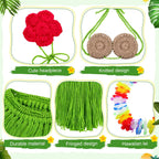 3 Pcs Summer Bikini Goose Outfit for 23'' Plastic or Cement Porch Goose Hawaiian Knitted Bikini Lawn Clothes Tropical Costume for Summer Hula Party Patio Yard Lawn