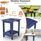 2-Tier Adirondack Side Table 17" with Double Shelf, Easy Assembly Solid Wood End Table,Outdoor & Indoor Small Table for Living Room,Patio, Poolside, Porch - Weather Resistant Navy Blue