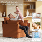 ABCASA Oversized Velvet Accent Chair with Removable Covers, Extra Deep Seat & Wide Reading Chair with 2 Pillows for Living Room, High Back, Terracotta