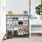 Garden 4 you 5-Tier Tilting Adjustable Freestanding Shoe Rack 12-Pairs for Durability and Stability for Entryways, Hallways, Closets, Dormitory Rooms, and Industries，Brown