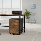 Relaxdays Roll Container with 3 Drawers, Hanging File, Castors, 57.5x40x40 cm, Black/Brown Filing Cabinet