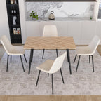 Small Dining Table Set for 4, Modern Dining Table and Chairs Set with 4 Fabric Dining Chairs, 5 Piece Wooden Dining Table Set, 47'' Kitchen Table Set, Ideal for Small Spaces